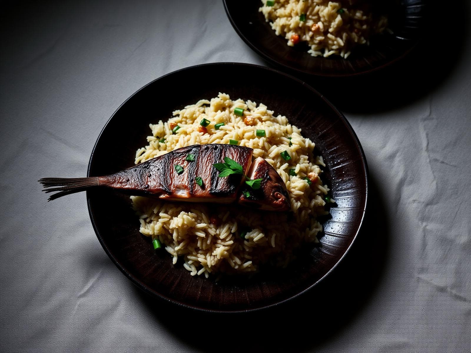 Signature Brulun grilled fish over aromatic rice